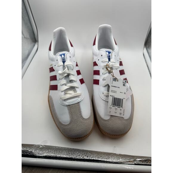 Adidas Samba OG Men\'s White Burgundy Leather Sneaker 13 NWOB main image 5